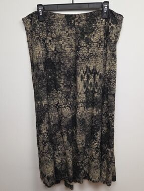 VTG 90s Black Beige Green Stretchy Maxi Skirt Grunge Woodsy Goblincore Earth 14W